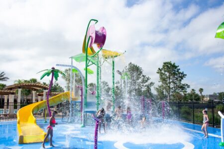 Children playing in the water park