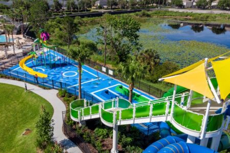 Looking down from the top of the big waterslide at Windsor Hills Resort