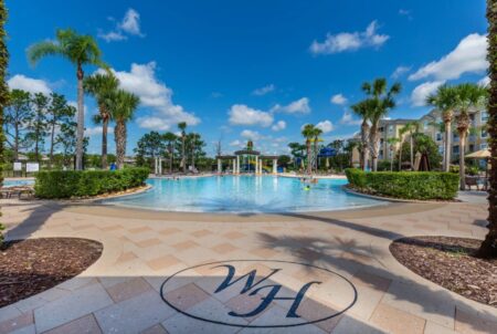 Windsor Hills logo on pool decking