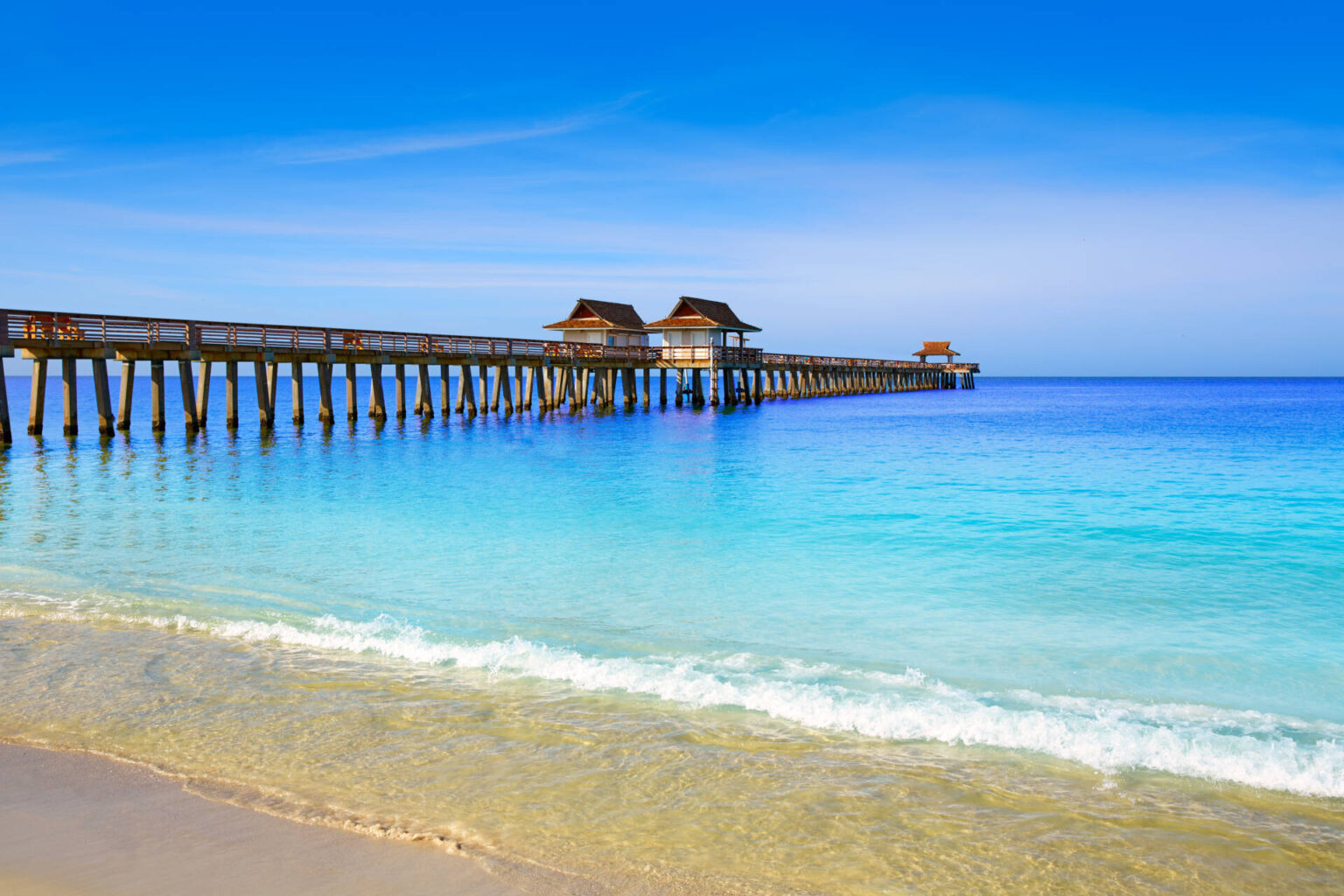 Naples pier and Gulf of Mexico in Florida